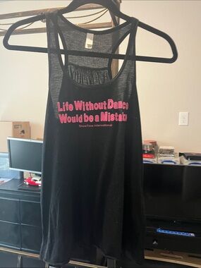 Girls' Black Racerback Tank Top with Pink Dance Slogan